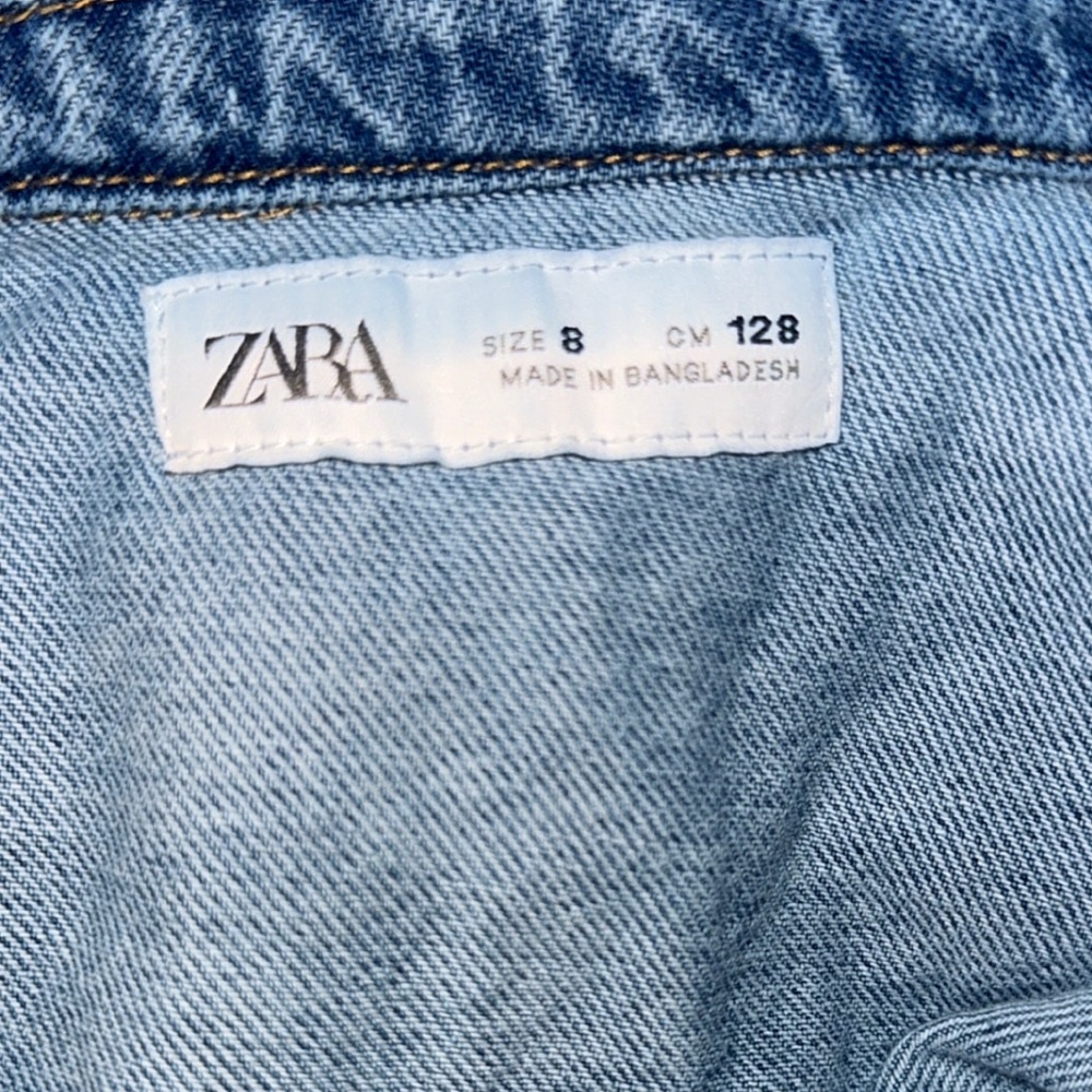 So cute! ZARA durable denim shirt jean henley button up mini dress 8 kids girls - Picture 3 of 9